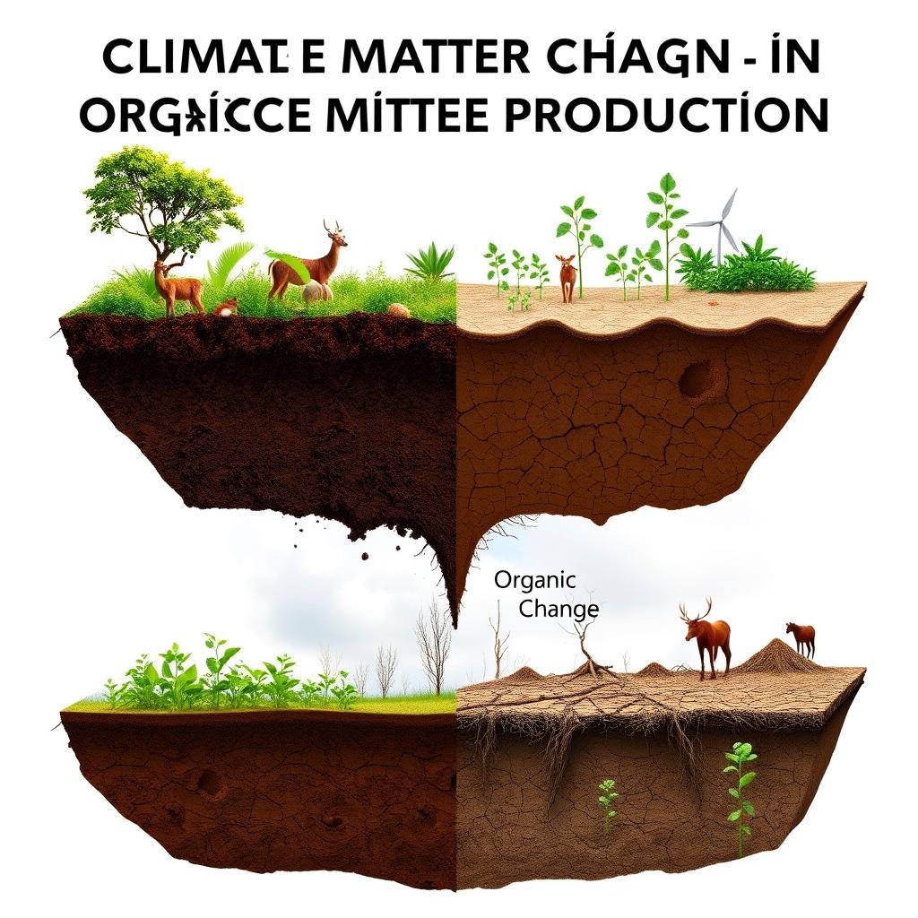 An impactful visual representation illustrating the effects of climate change on organic matter production
