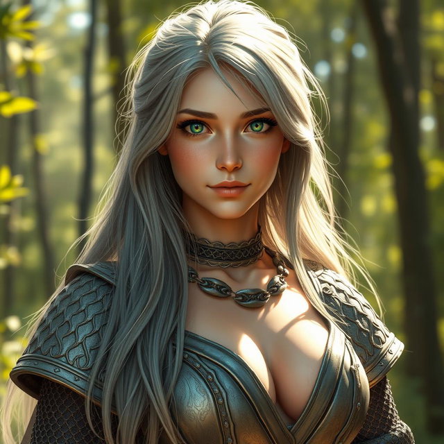 A realistic image of a sun cleric healer, a kind and shy girl with a slim physique