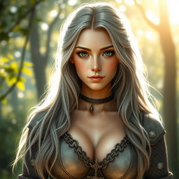 A realistic image of a sun cleric healer, a kind and shy girl with a slim physique