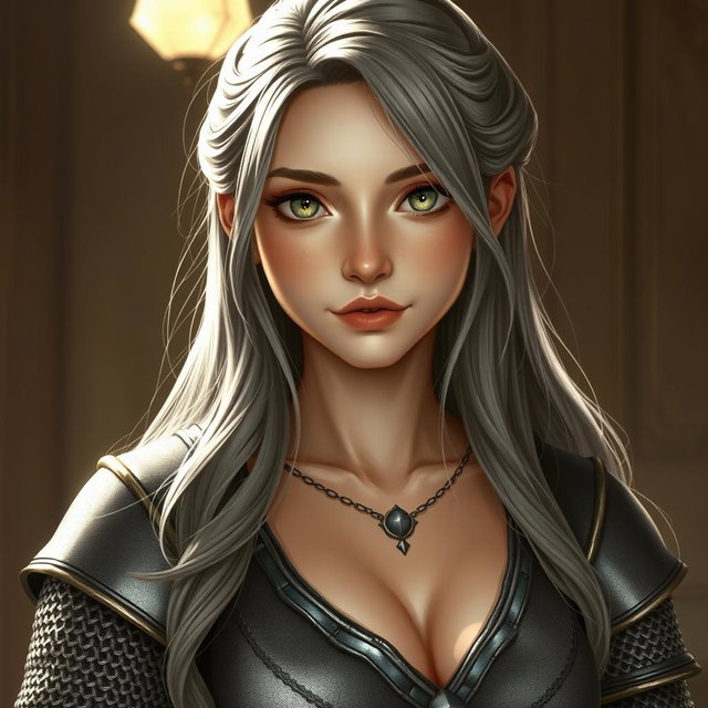 A realistic image of a sun cleric healer, depicted as a kind, slim, innocent, and shy girl