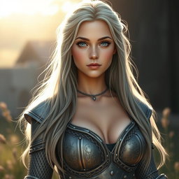 A realistic depiction of a sun cleric healer, characterized as a kind, slim, innocent, and shy young woman