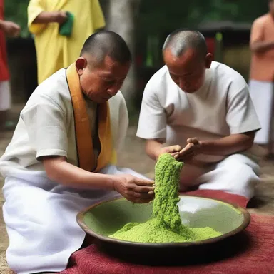 In certain religious rituals, priests would sprinkle amylum powder over worshippers to symbolize purification and divine blessings.