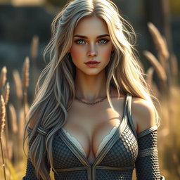 A realistic depiction of a sun cleric healer, characterized as a kind, slim, innocent, and shy young woman