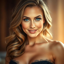 A gorgeous woman with a captivating presence, featuring stunning old-world blue eyes that draw you in