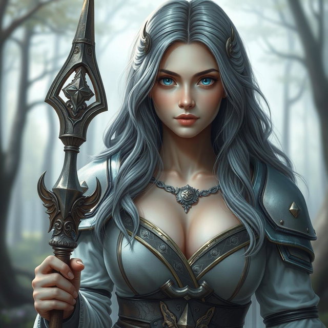 A realistic depiction of an innocent and shy female cleric, embodying the essence of a healer