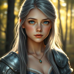 A realistic portrait of an innocent and shy European girl