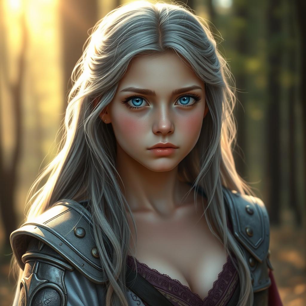 A realistic portrait of an innocent and shy European girl