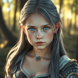 A realistic portrait of an innocent and shy European girl