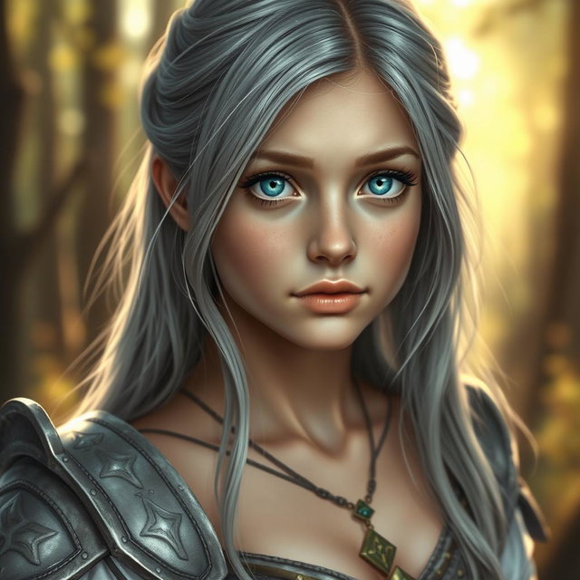 A realistic portrait of an innocent and shy European girl