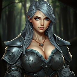 A realistic image of a shy, kind, and caring European female cleric healer