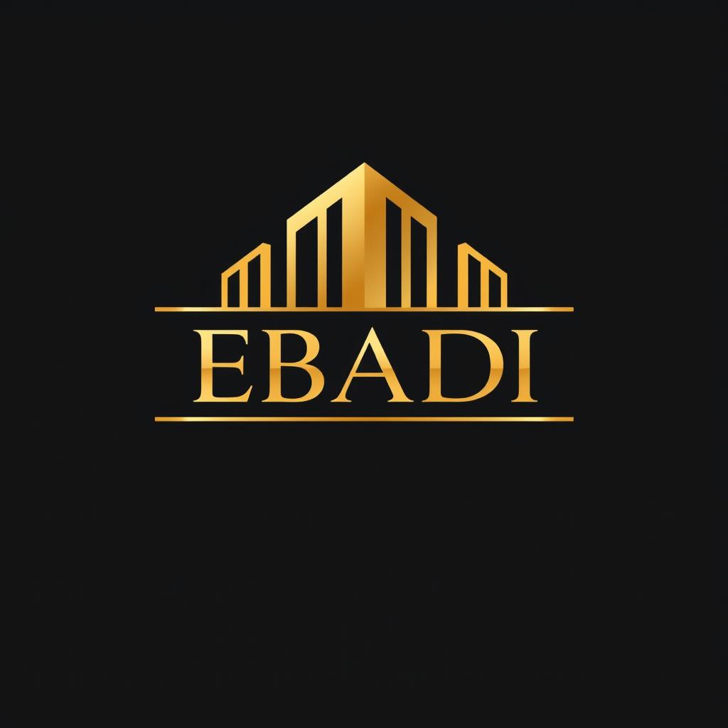 A modern and sleek logo design for a building company featuring the name 'EBADI'