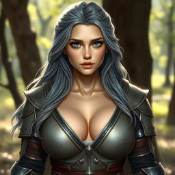 A realistic depiction of an innocent and shy European woman, embodying a kind and caring demeanor