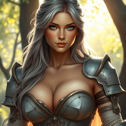 A realistic depiction of an innocent and shy European woman, embodying a kind and caring demeanor