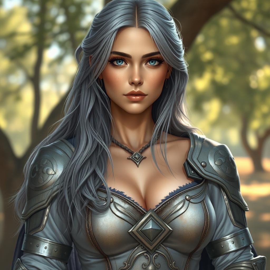 A realistic depiction of an innocent and shy European woman, embodying a kind and caring demeanor