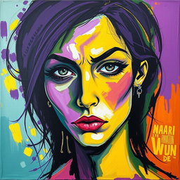 A captivating expressionist portrait titled 'Fragments of Emotion', showcasing a woman with an intense gaze and abstract features
