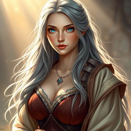 A realistic depiction of an innocent, shy, kind, and caring European female cleric, embodying the qualities of a healer