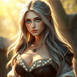 A realistic depiction of an innocent, shy, kind, and caring European female cleric, embodying the qualities of a healer