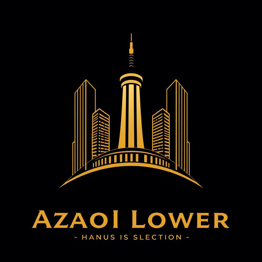 A sleek and modern logo design for a construction company, featuring a black and gold color scheme