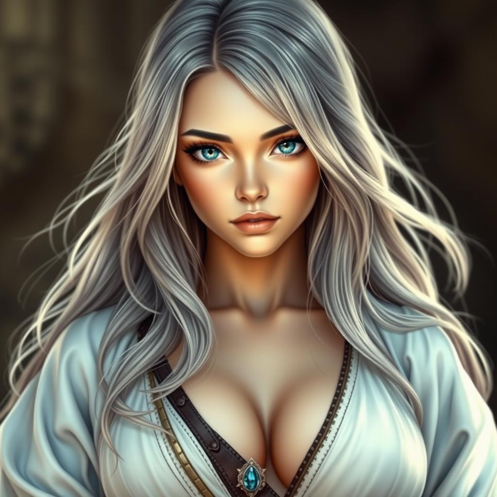 A realistic image of a sun cleric healer, depicting an innocent and kind looking European girl