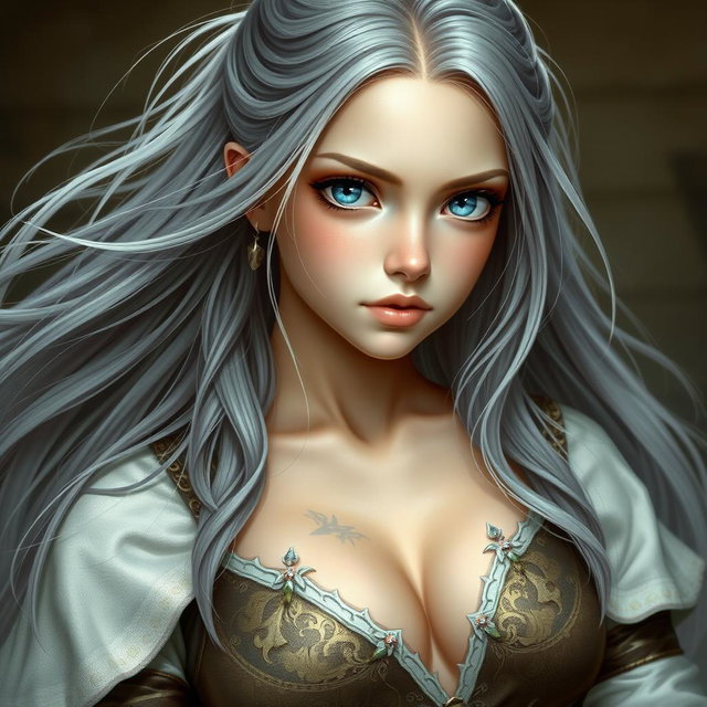 A realistic image of a sun cleric healer, depicting an innocent and kind looking European girl