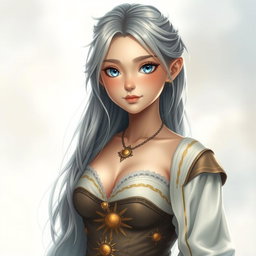 A stunningly realistic portrayal of a sun cleric healer, embodying innocence and kindness