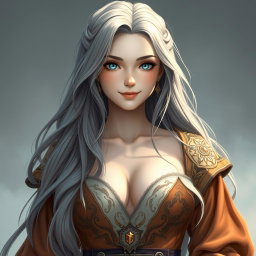 A majestic European girl depicted as a sun cleric healer, characterized by her innocent and kind demeanor