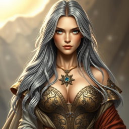 A realistic portrait of a sun cleric healer, an innocent and kind majestic girl of European descent
