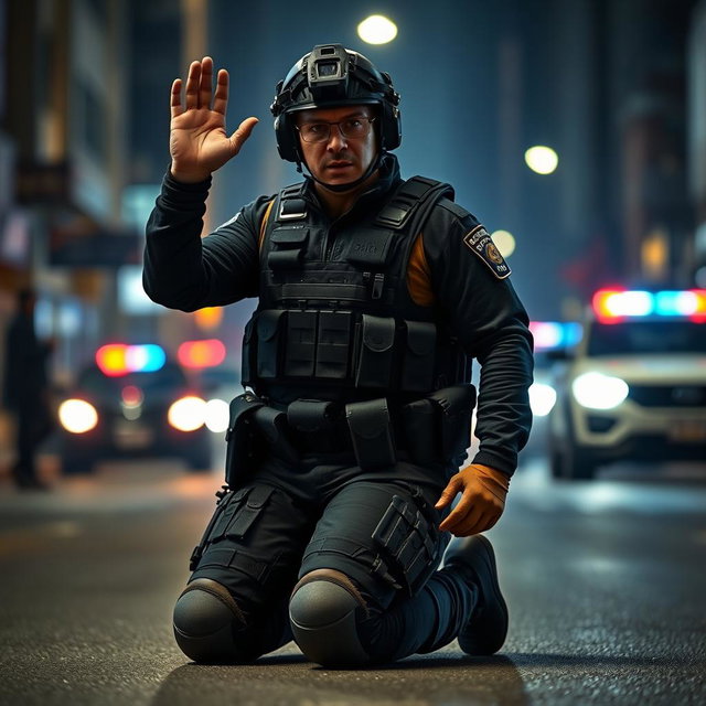 The Moment of Surrender: A Policeman's Tense Decision
