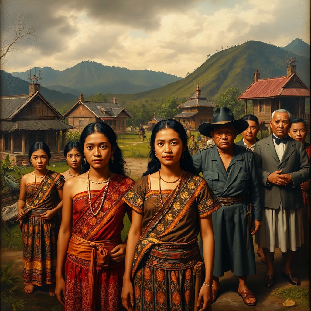 A striking historical representation of the Philippines in the 19th century, focusing on the impacts of colonization