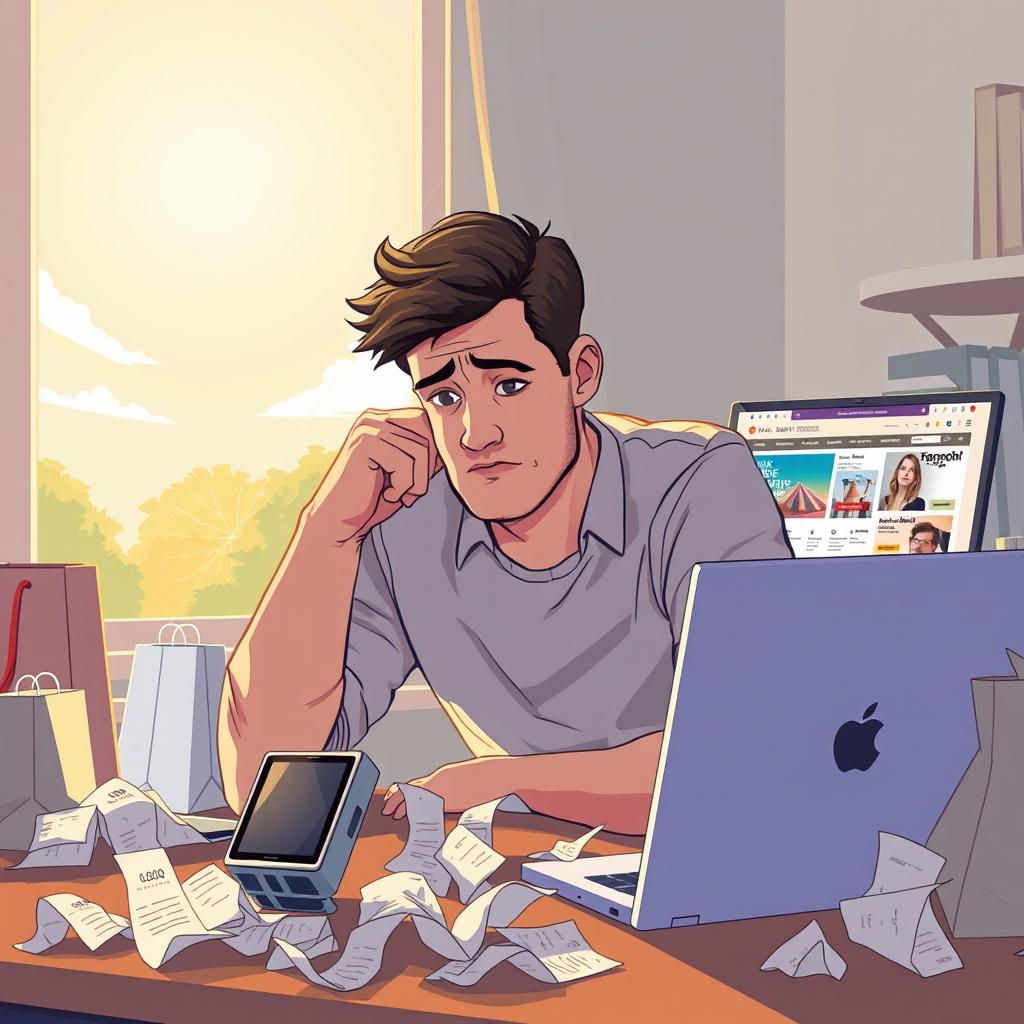 A conceptual illustration depicting the theme of buyer's regret