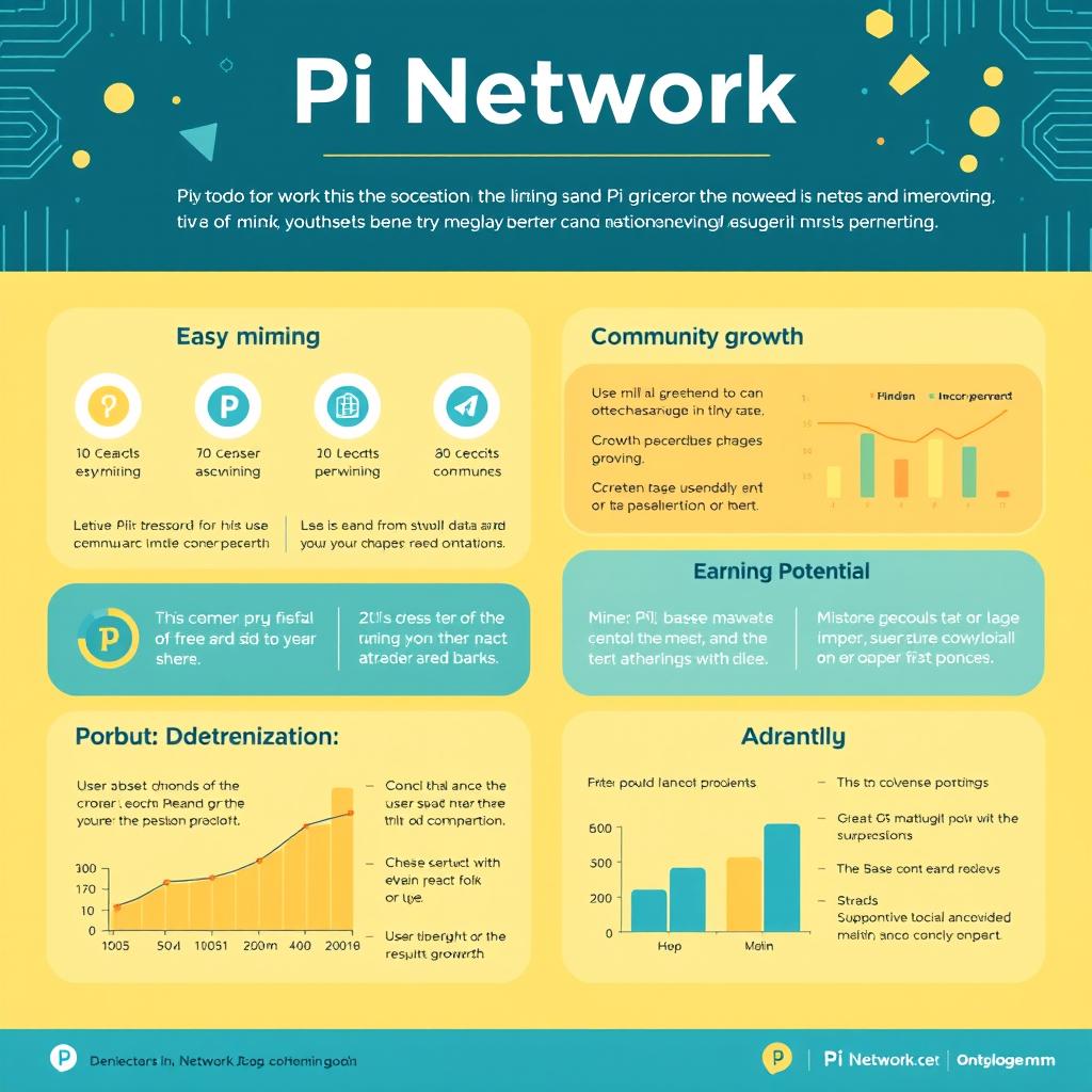 An informative and visually appealing infographic about Pi Network, designed to educate viewers on its features and benefits
