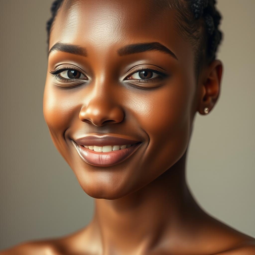 A portrait of an individual with flawless skin, radiating smoothness and a healthy glow