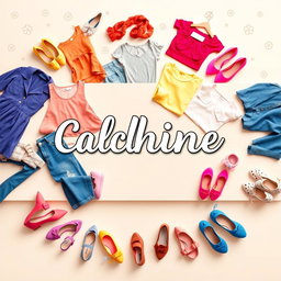 A vibrant and inviting Facebook cover image for a women's and children's clothing store including shoes