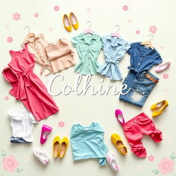 A vibrant and inviting Facebook cover image for a women's and children's clothing store including shoes