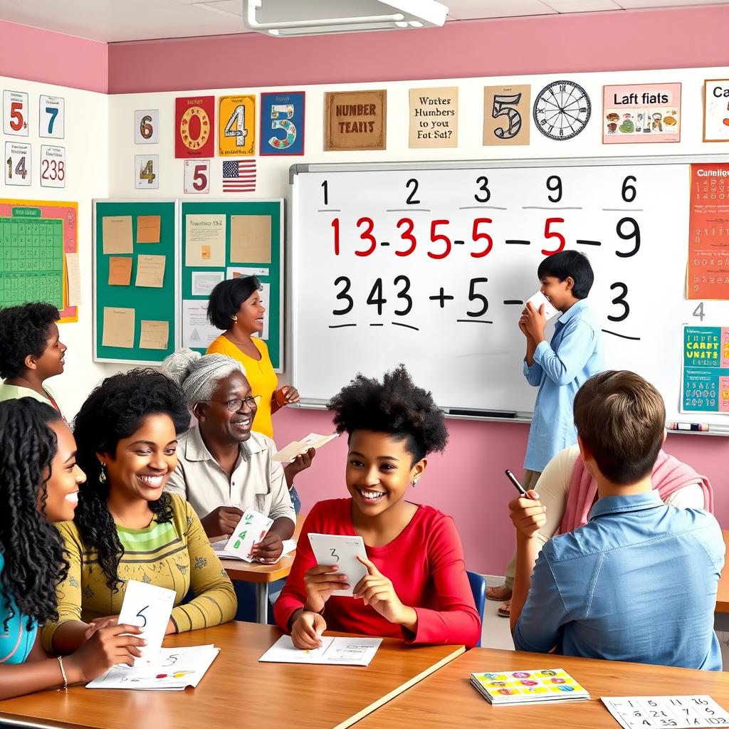 Vibrant Learning: Adults Mastering Numbers 0-9