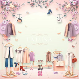 An eye-catching Facebook cover photo for 'La LUNA', a fashionable store featuring women's and children's clothing as well as shoes