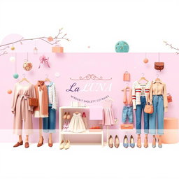An eye-catching Facebook cover photo for 'La LUNA', a fashionable store featuring women's and children's clothing as well as shoes