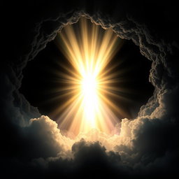 A breathtaking depiction of creation, featuring a brilliant light emerging from deep darkness, symbolizing hope and a promising beginning