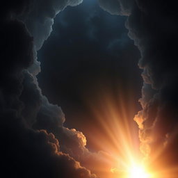 A breathtaking depiction of creation, featuring a brilliant light emerging from deep darkness, symbolizing hope and a promising beginning