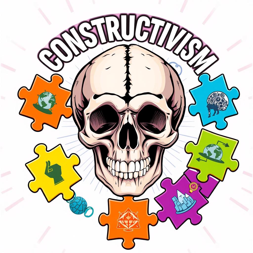 A bold and dynamic poster representing the theme of Constructivism in education