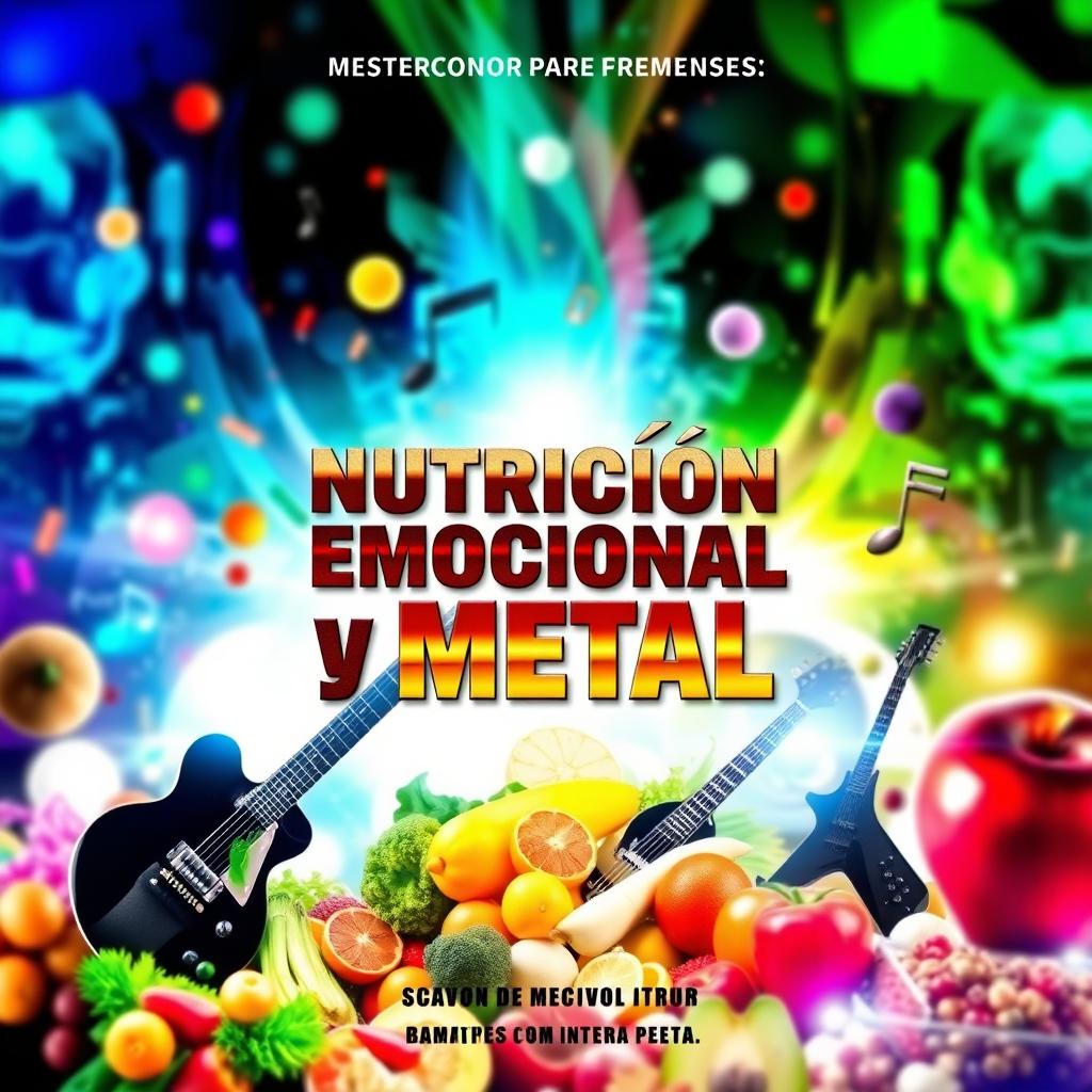 A vibrant and eye-catching flyer design focusing on emotional nutrition and metal music