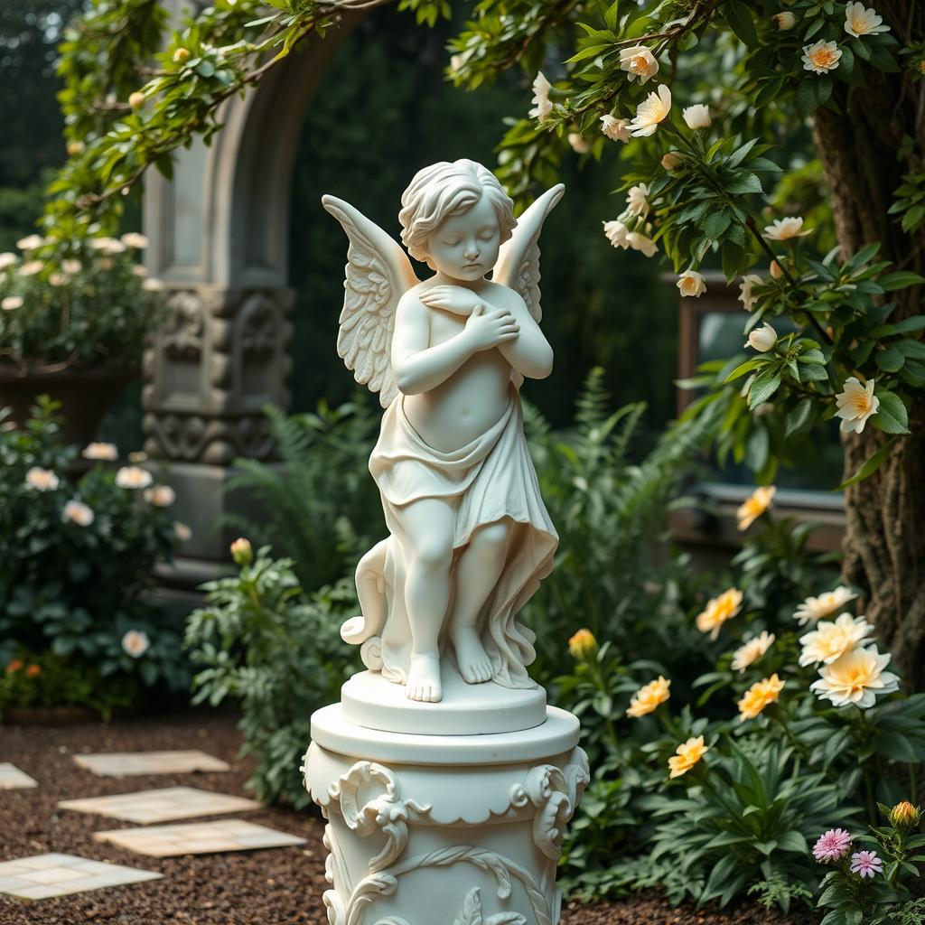A statue representing a mythical 'Good Child', designed with elegant and flowing lines