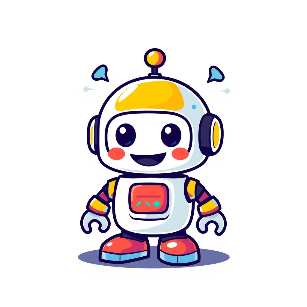 A beautiful and unique logo design for a messaging robot, featuring a cute and friendly robot character
