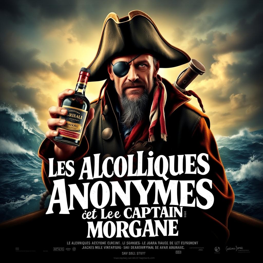 A movie poster for a film titled 'Les Alcooliques Anonymes et le Captain Morgane'