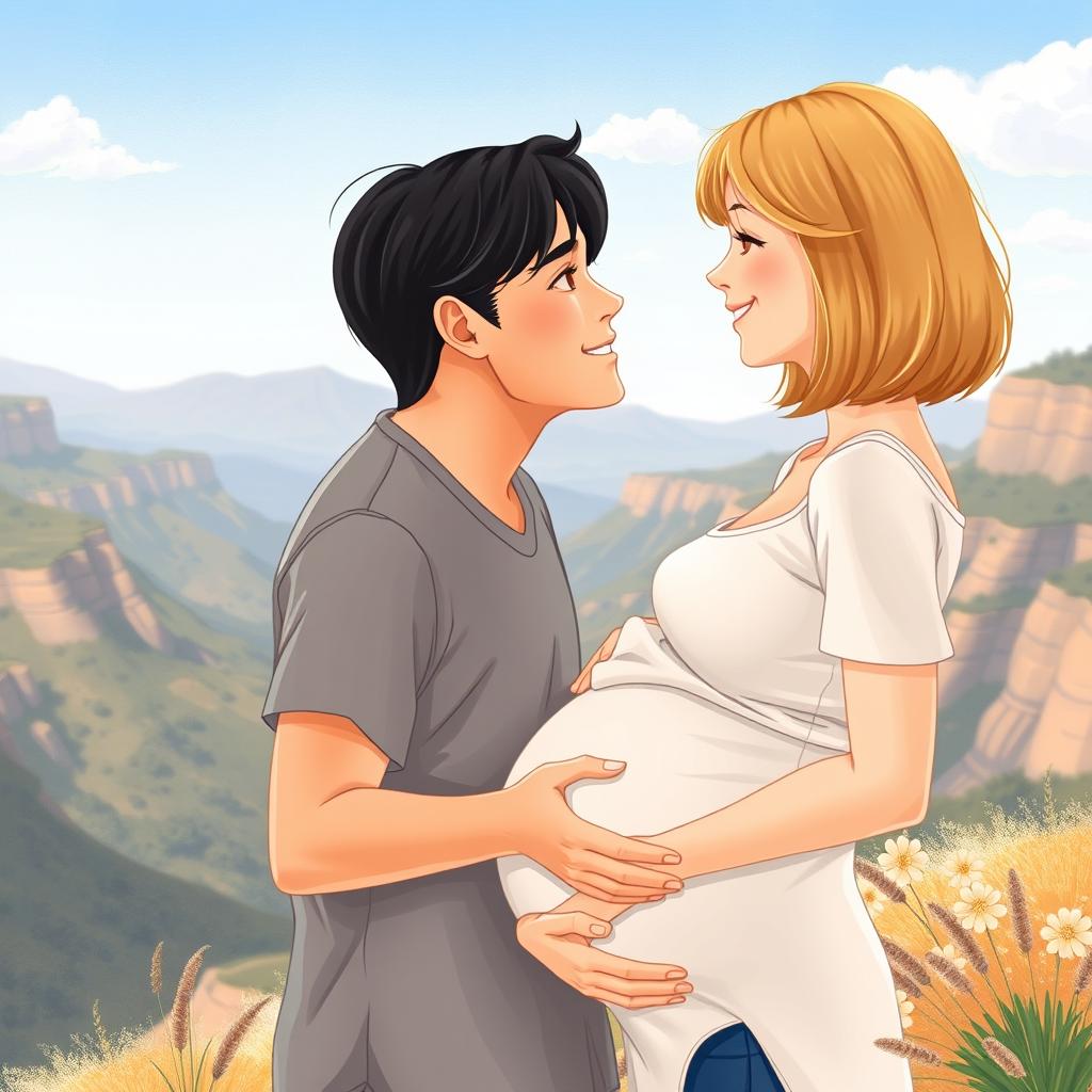 A beautifully illustrated cover featuring a couple embracing, gazing into each other's eyes