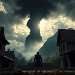 Dramatic Medieval Scene: A Shadow Over Castle