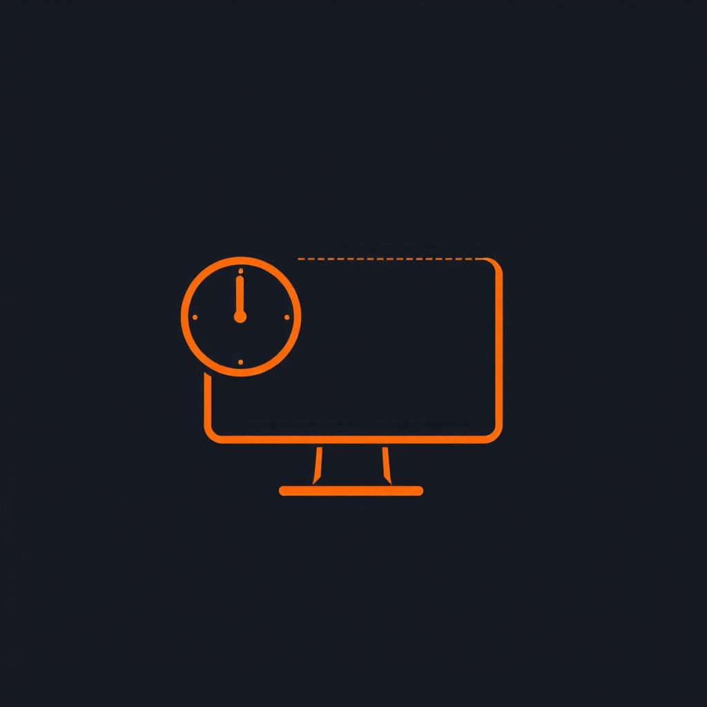 A simple and minimalist logo design that combines a computer and a clock