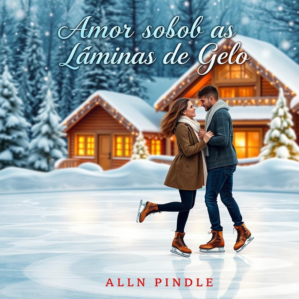 A book cover design for a novel titled 'Amor Sob as Lâminas de Gelo'