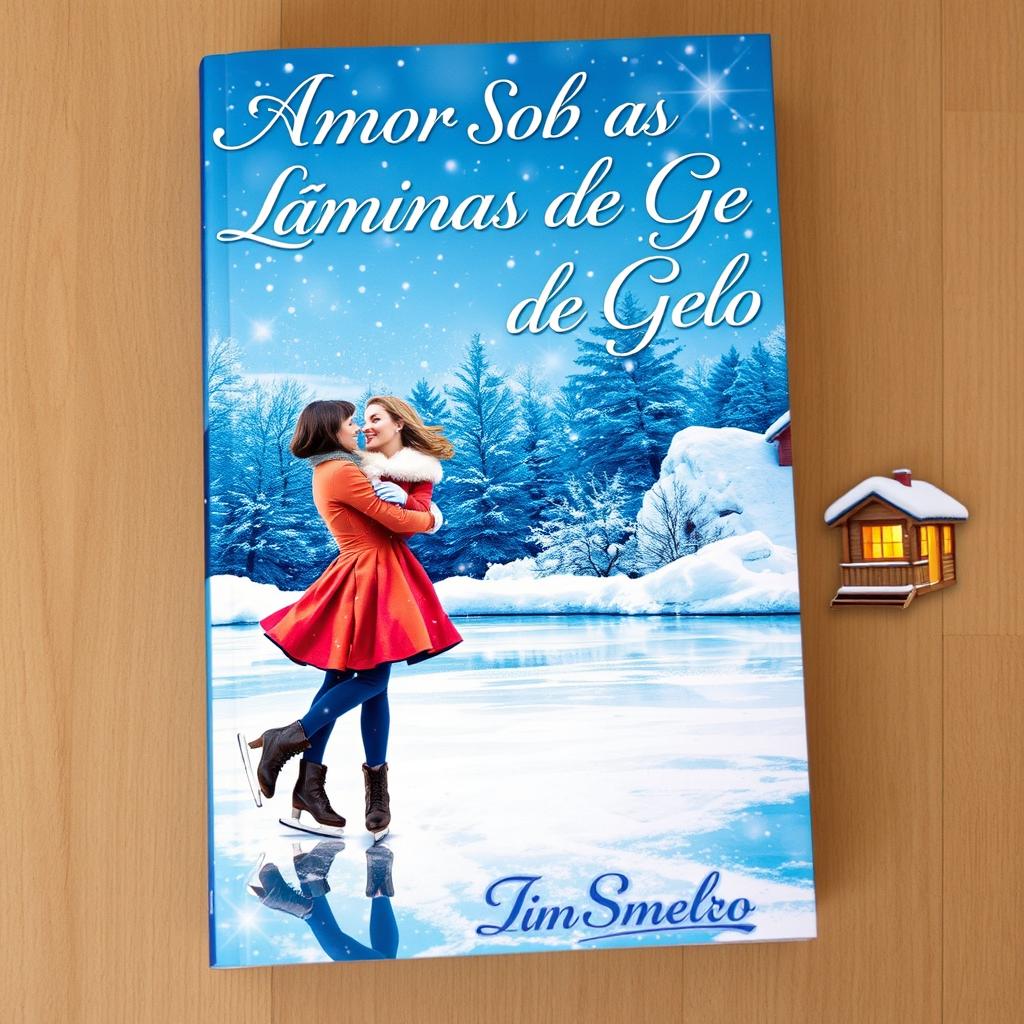 A visually captivating book cover for the novel titled 'Amor Sob as Lâminas de Gelo'