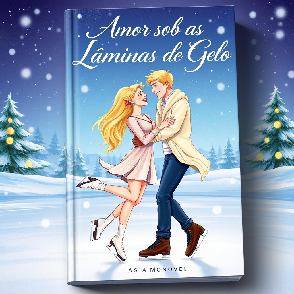 A captivating book cover for the novel titled 'Amor Sob as Lâminas de Gelo'
